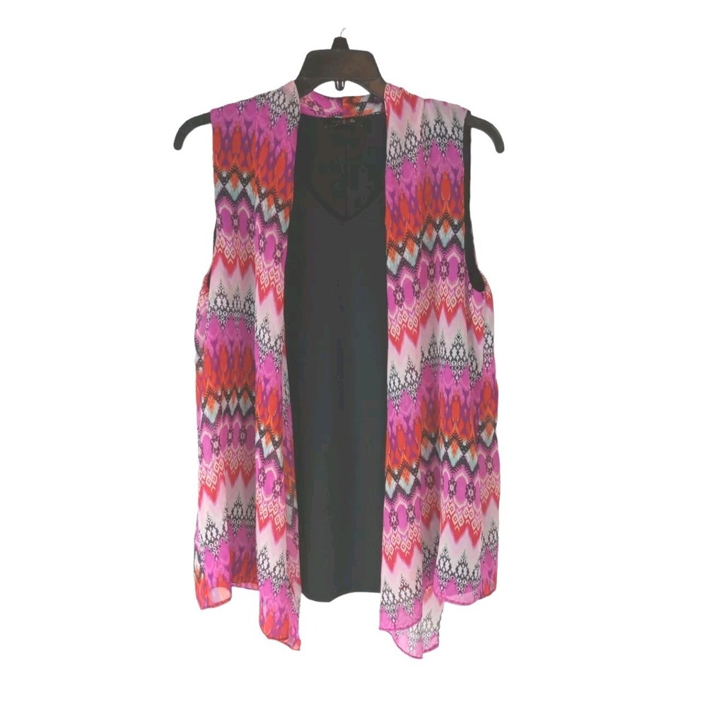 Time Line Women's Slip On Multicolor Two Pieces Look that is One Blouse Sz 1 XL